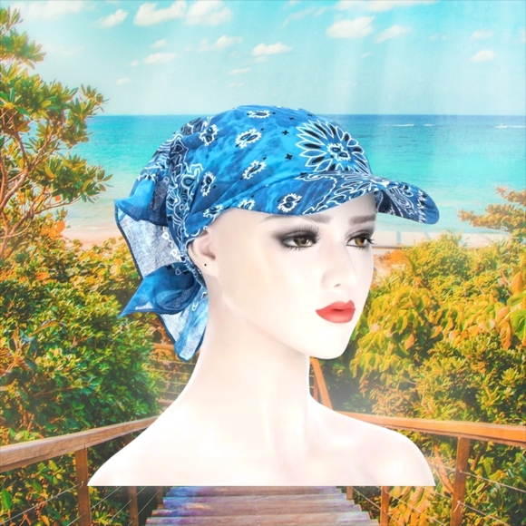 Royal Blue Popular Stylish Bandana Scarf  Sun Cap !! - Picture 8 of 9